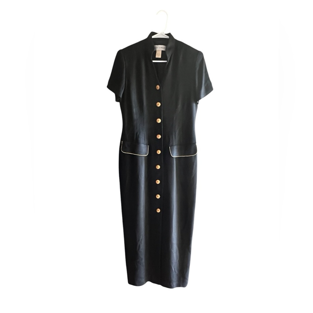 Vintage MAGGY LONDON  Black Button-Down Dress. Size 6